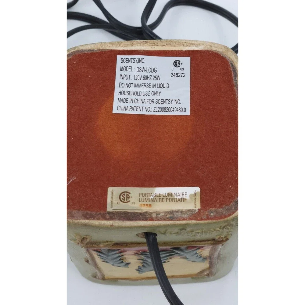 Retired Scentsy Lodge Ceramic Warmer Pack Woodland Wilderness Bear Trout Tree